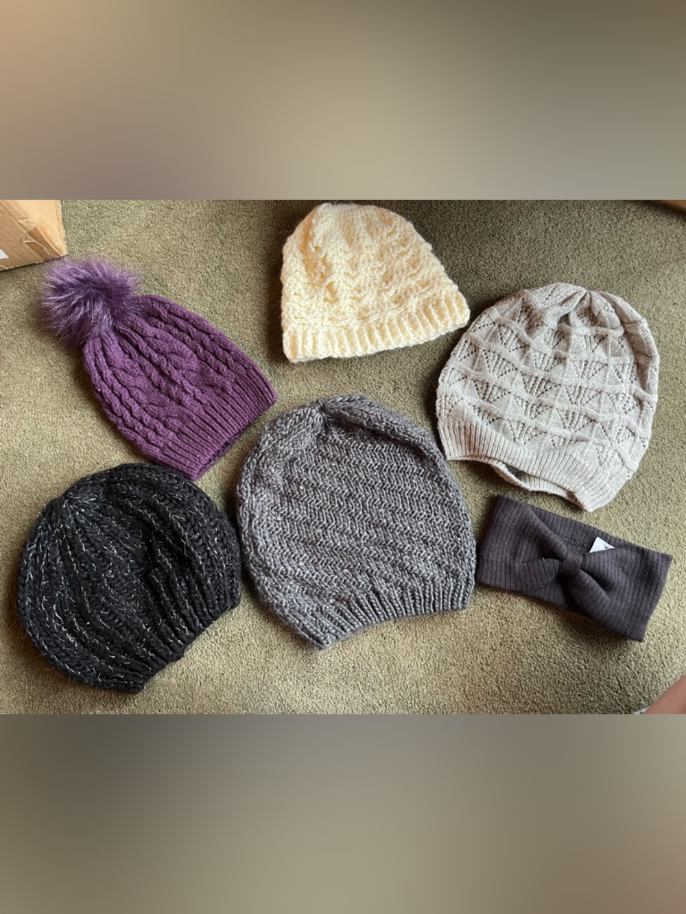 Assorted Cozy Knit Beanie Hat - Purple, Cream, Gray, Black